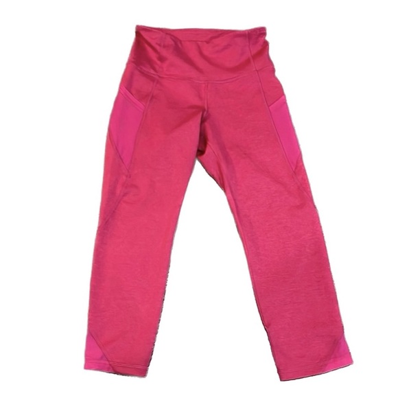 Old Navy Active Go Dry Pink Crop Pockets Activewear Mesh Leggings Barbie Sz S - Picture 1 of 11